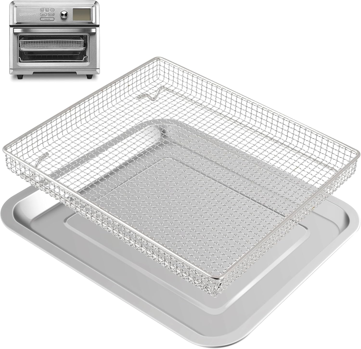 Stainless Steel Air Fryer Basket and Baking Tray (1 Set) I173