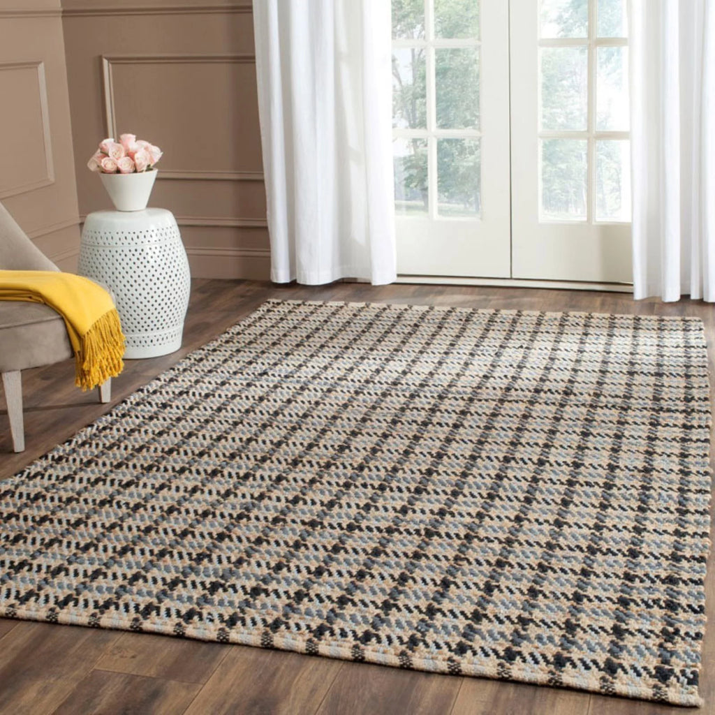 Green/Natural Checkered Geometric Area Rug K430691