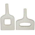 16" 13"H White Ceramic Vase Set of 2 Y330478
