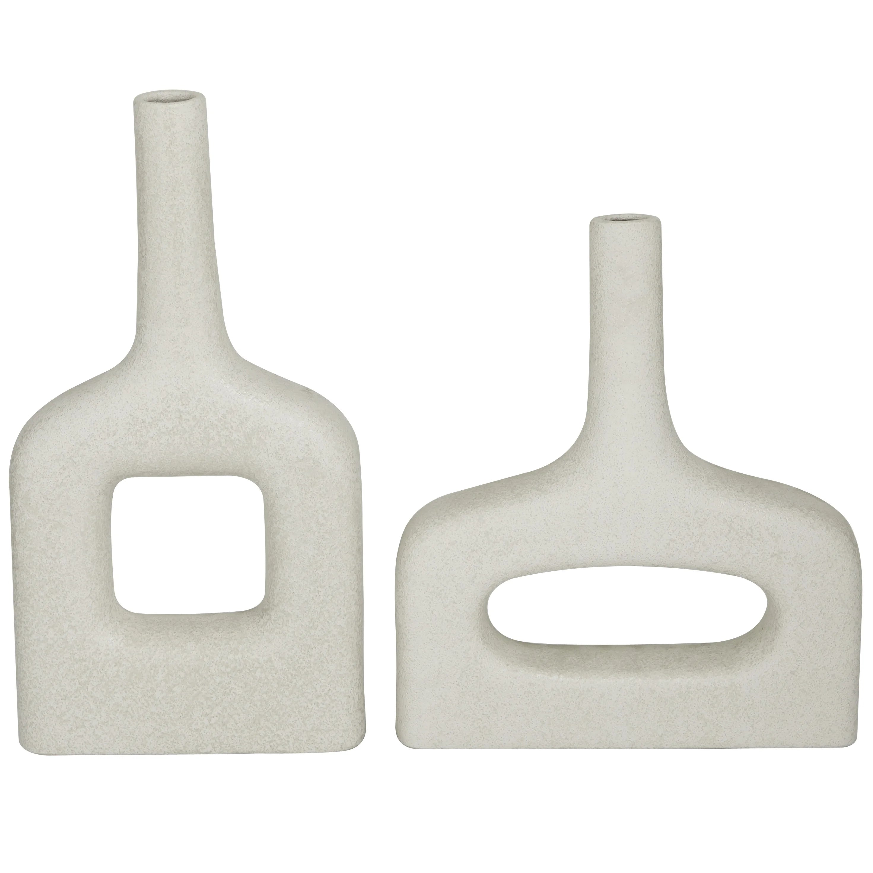 16" 13"H White Ceramic Vase Set of 2 Y330478