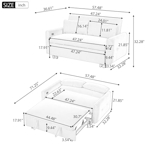 Blue Grey Corduroy 4 in 1 Convertible Sofa Couch Bed K625
