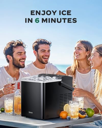 Black Self-Cleaning Ice Machine, 26Lbs/24H, 2 Sizes of Bullet Ice D691660