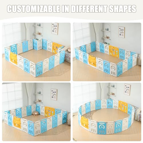 Grey & White 22 Panels Foldable Baby Playpen B9471