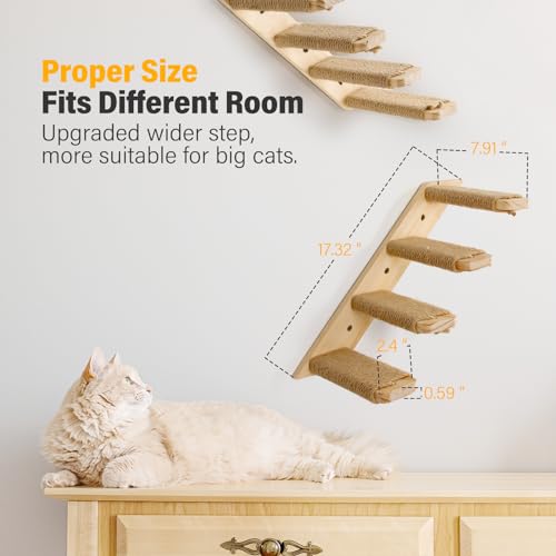 2 Pack 4 Steps Cat Wall Shelves with Sisal Rope V6871