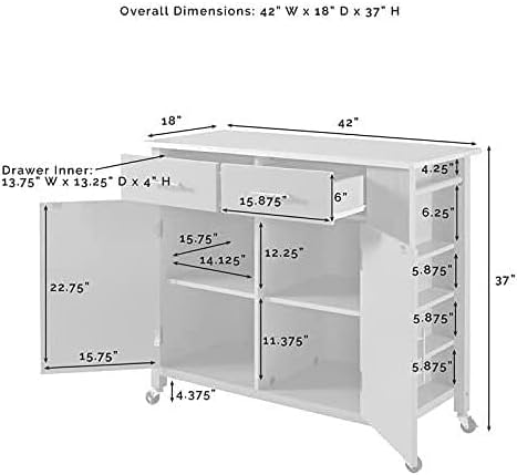 Black Wood Top Drop Leaf Kitchen Island B1255