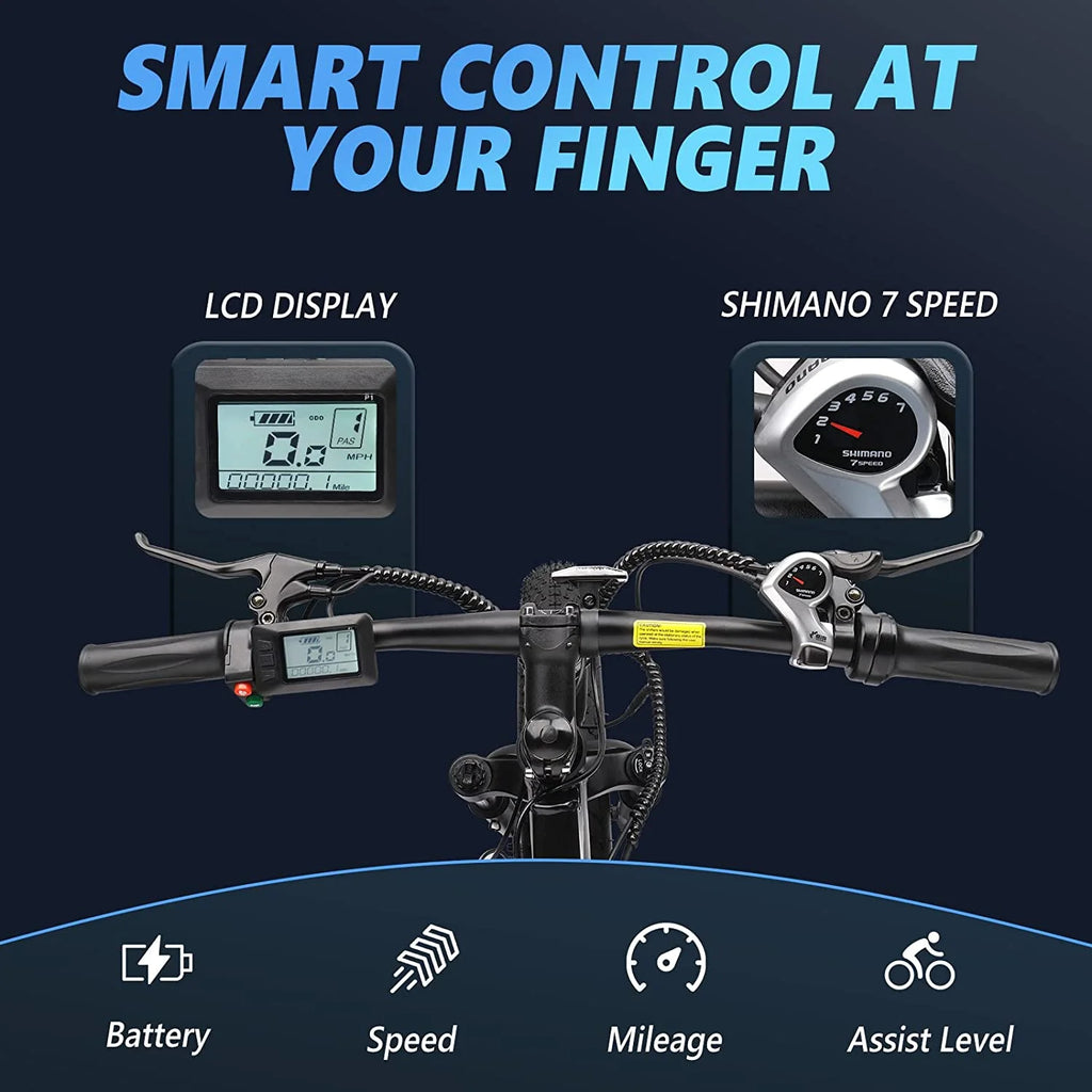 26" Fat Tire Electric Bike 500W 48V 13AH Removable Battery 20MPH O134