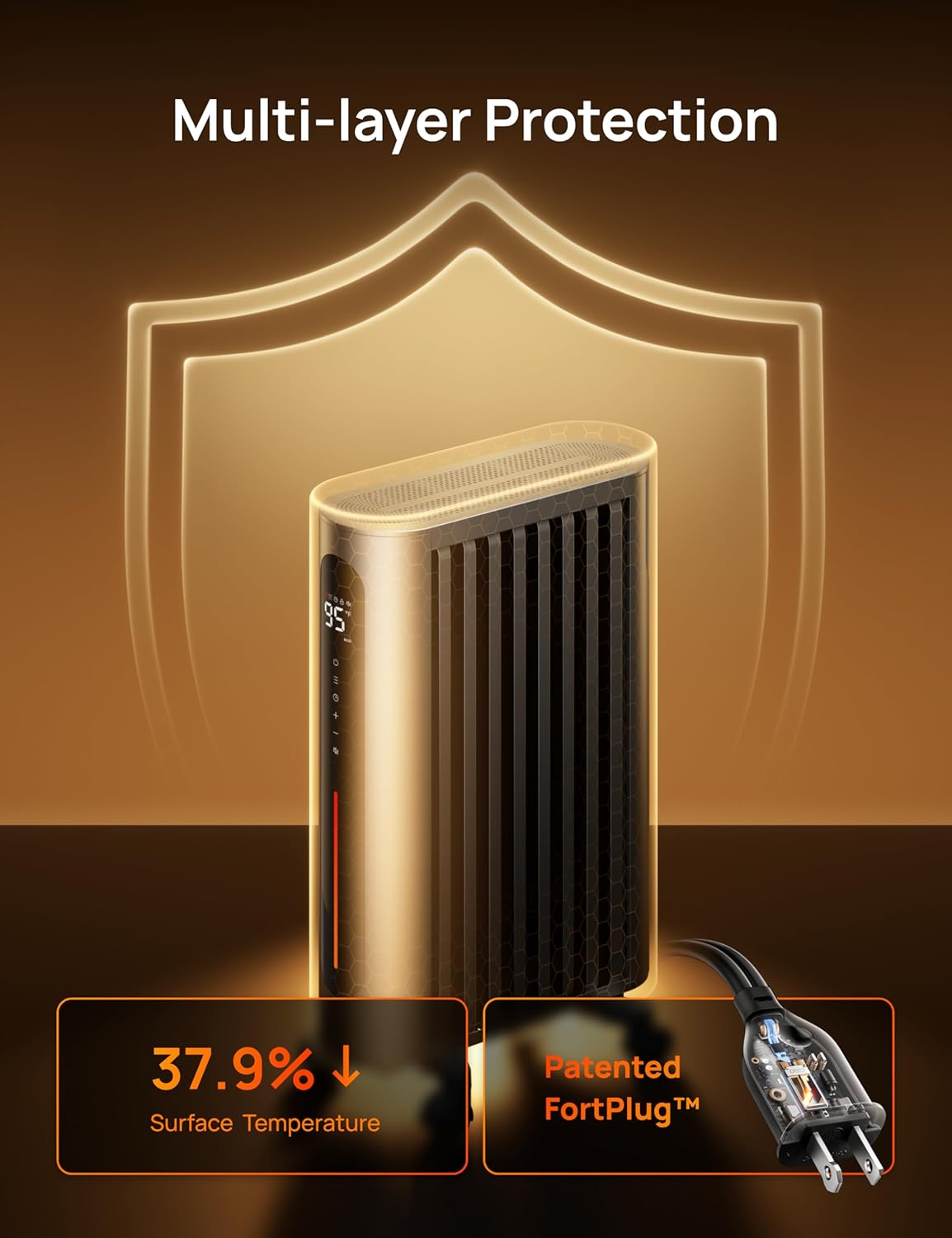 1500W Oil Filled Radiator Heater with Remote Control, Gray D848875