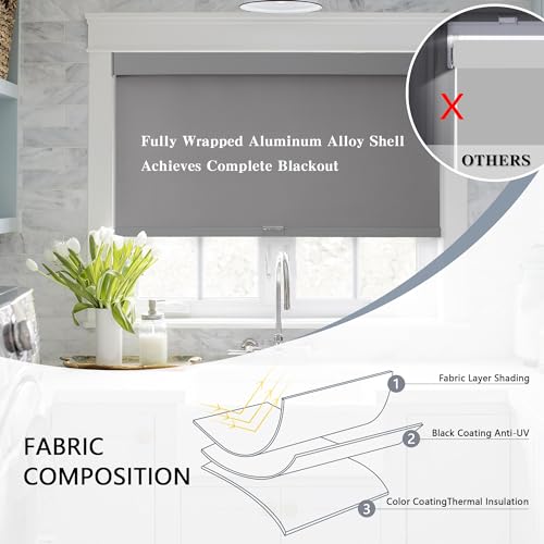 White 20" W x 72" H Cordless Blackout Roller Shades H23147
