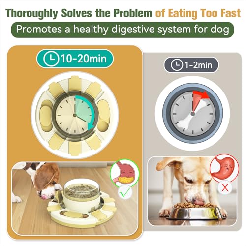 Dog Puzzle Toy Slow Feeder with Button Level 2 in 1 YLW B19860