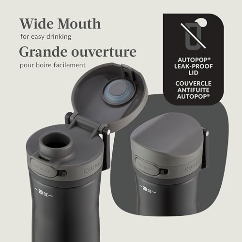 Stainless Steel Water Bottle with Carry Handle and Secure Lid, Vacuum-Insulated and BPA-Free, Licorice, 20 oz U25532