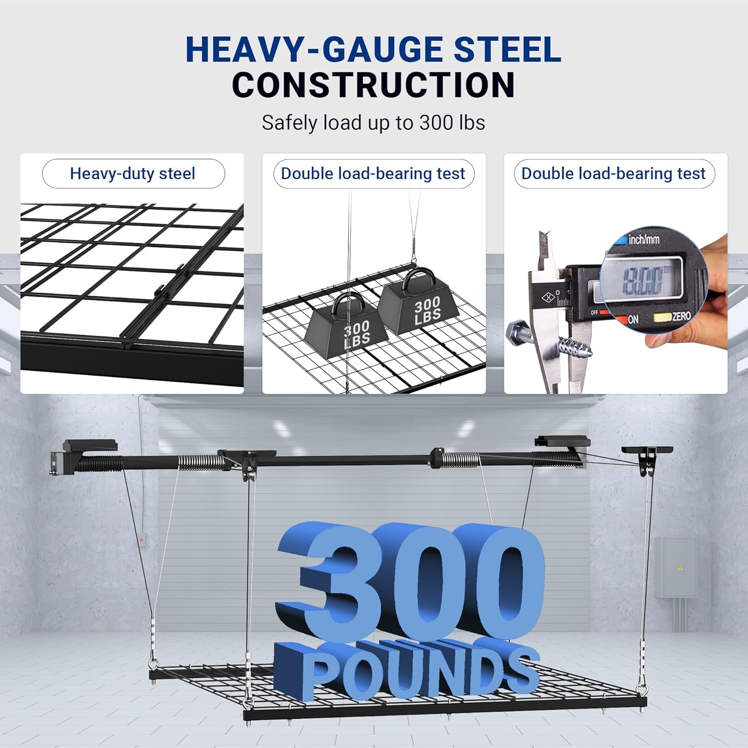4x4 Ft Overhead Garage Storage Rack, Satin Black T52378
