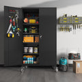 Black 72 Inch Metal Storage Cabinet with 4 Adjustable Shelves J307524