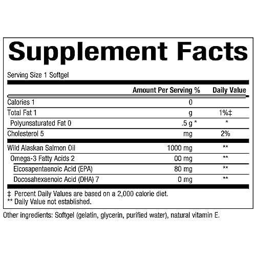 Wild Alaskan Salmon Oil Omega-3 EPA DHA Vitamin D 180 Count N590741