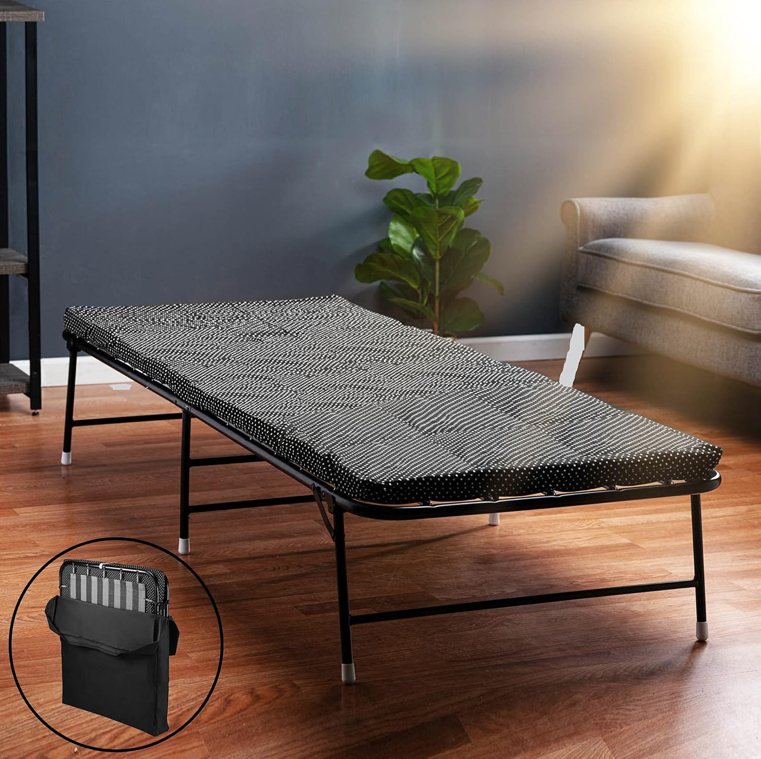 Folding Bed with Memory Foam Mattress and Carry Bag V3089