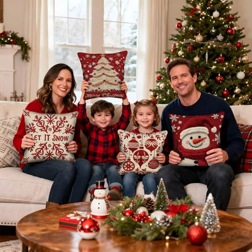 Christmas Throw Pillow Covers 18X18 Set of 4 R757