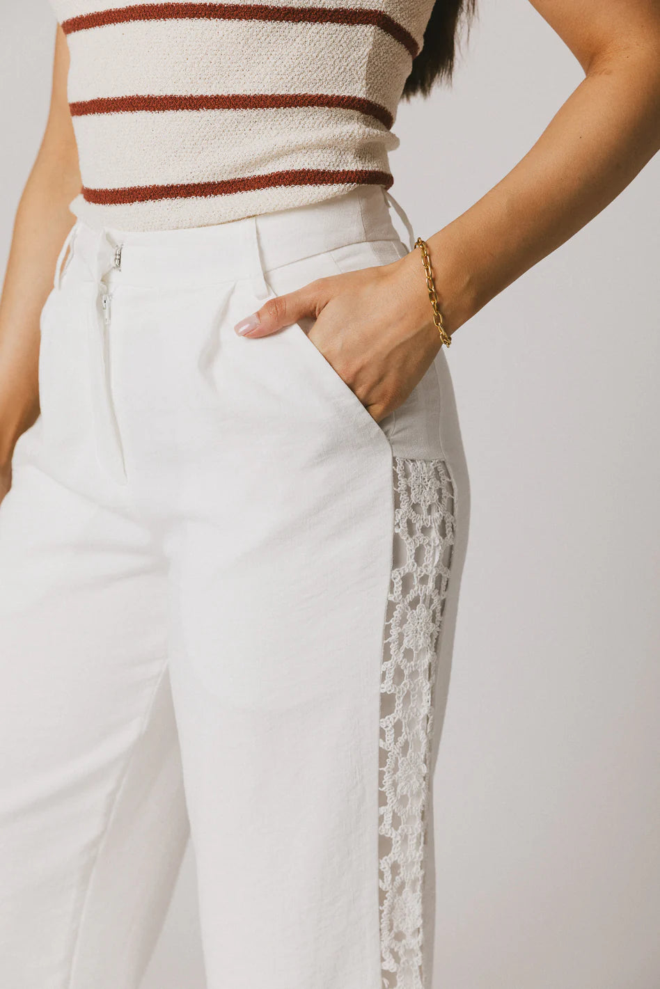 White Crochet Pants R176605