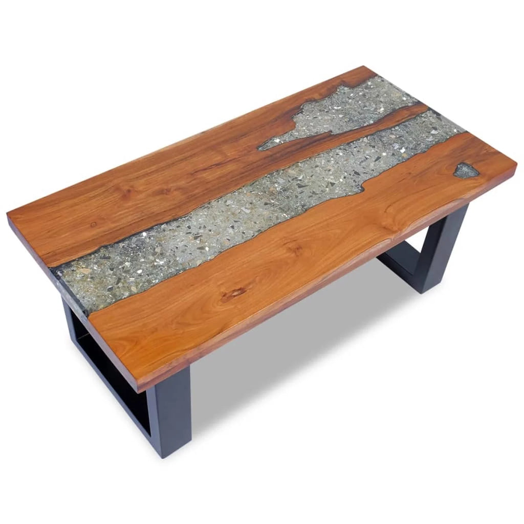 Handmade Teak Resin Coffee Table Q37231