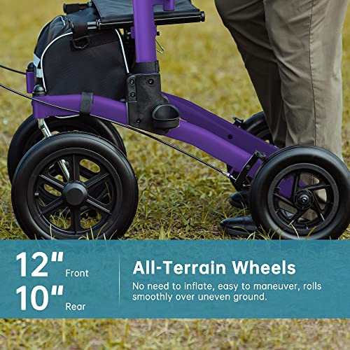 Compact Folding Upright Rollator Walker with 12" Front Wheels W84227