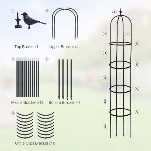 2 Pack 6ft Garden Obelisk Trellis for Climbing Plants J136