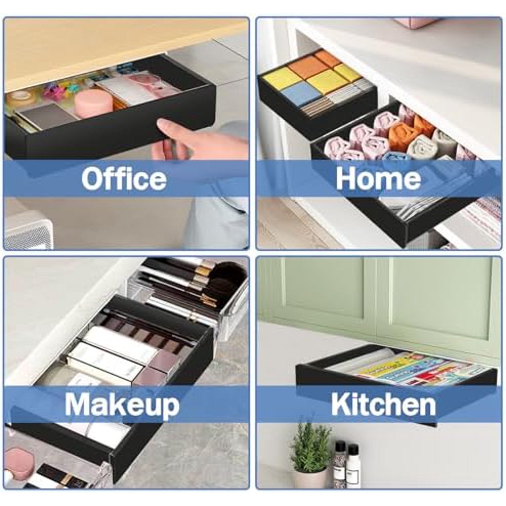 3 Pack Slide Out Desk Drawers, Black V240285