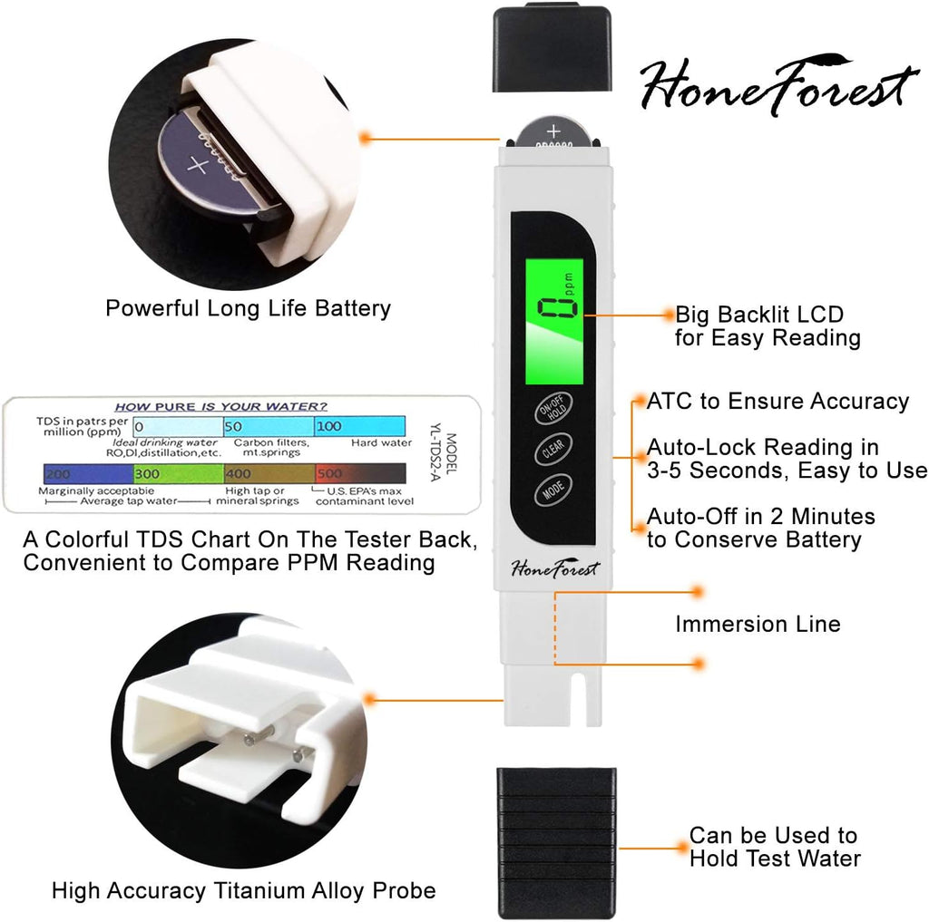 TDS Meter EC Meter Temperature Meter 3 in 1 0-9990ppm A615