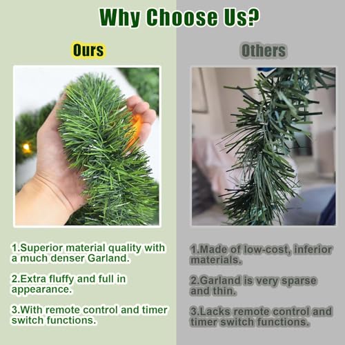 30 Feet 50 LED Battery Operated Pre-Lit Green Garland M3497