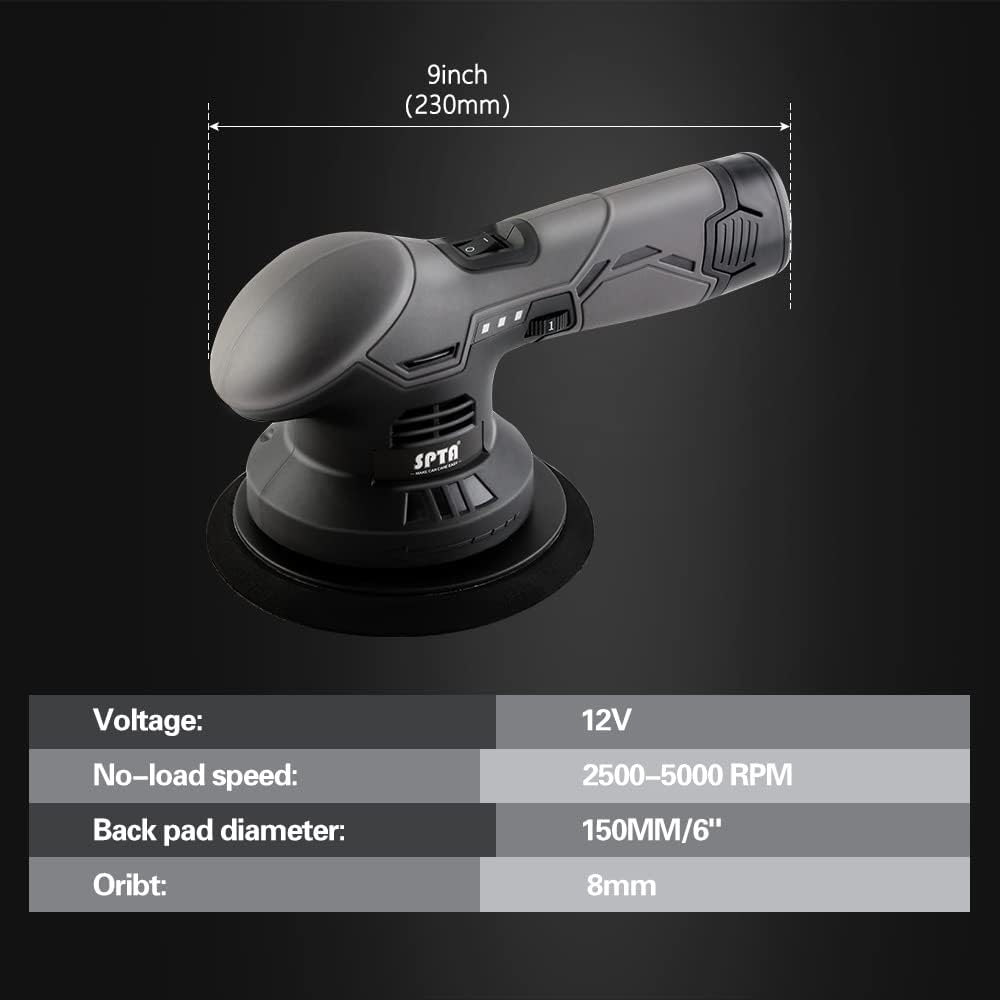 Cordless Car Buffer Polisher with 2Pcs 12V Lithium Rechargeable Battery Brushless Polisher, 2.0Ah T105657