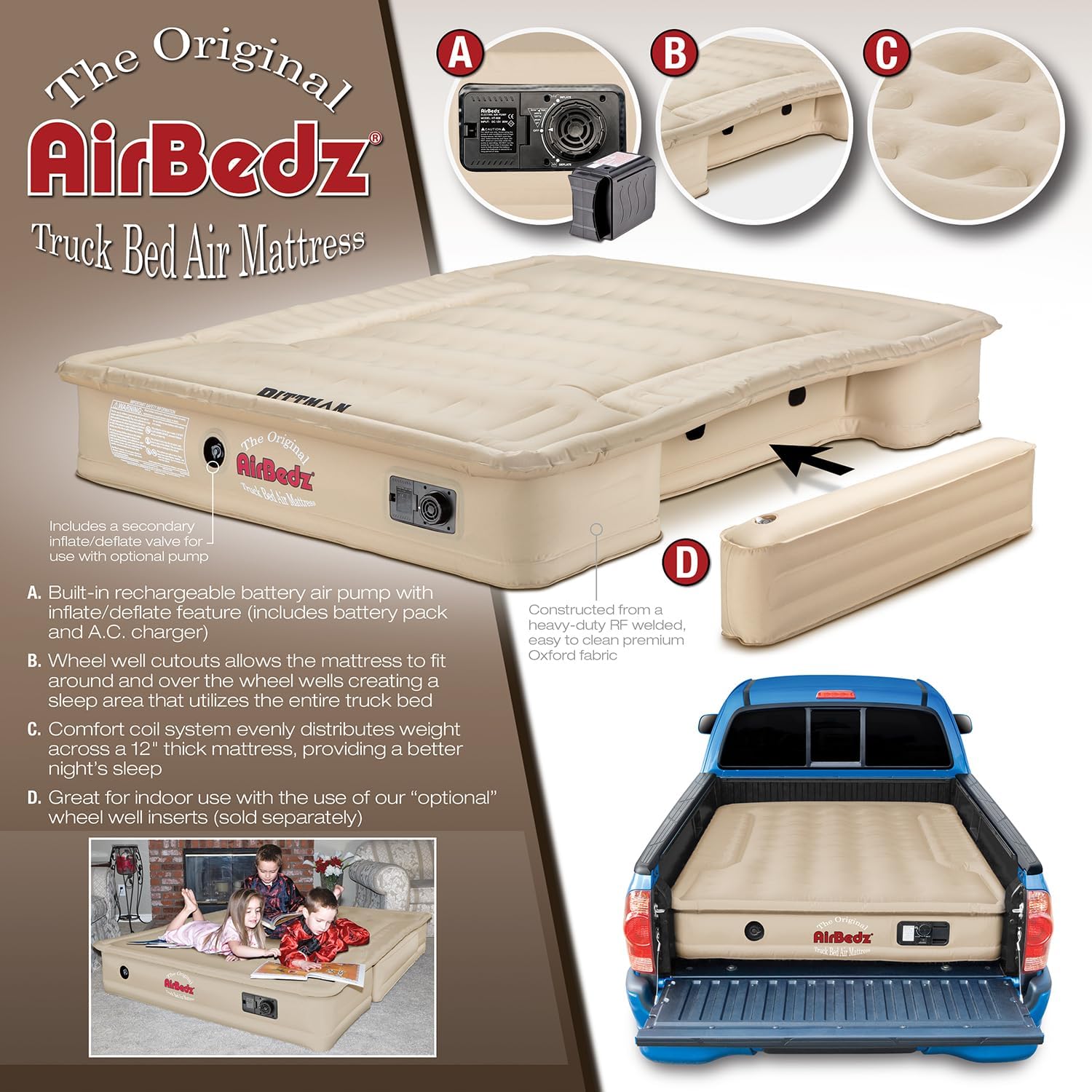 Truck Bed Air Mattress 8ft Full Size Tan X235