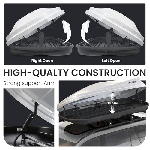White 21 Cubic Feet Rooftop Cargo Box Carrier with Dual Side Opening Z981