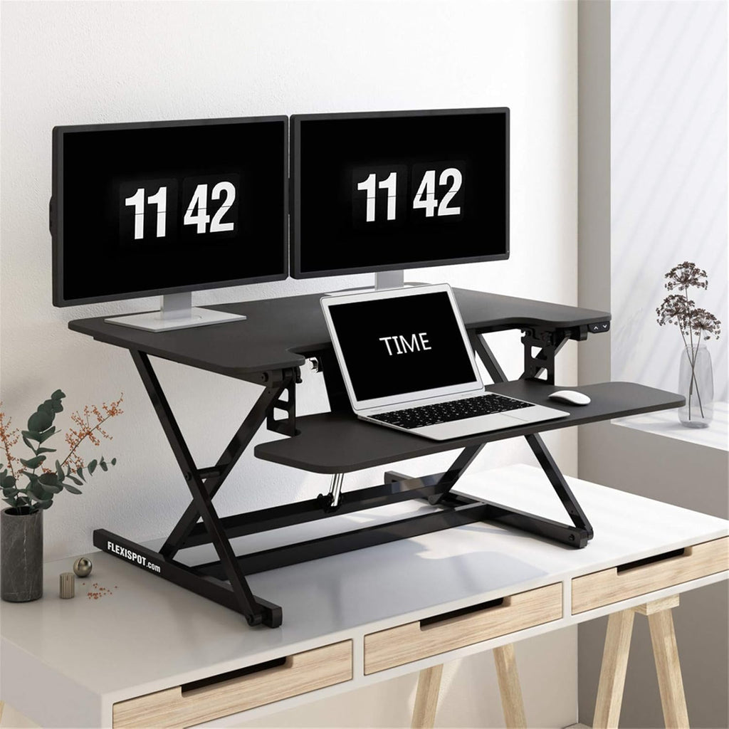 35" Wide Electric Standing Desk Converter with Keyboard Tray X19106