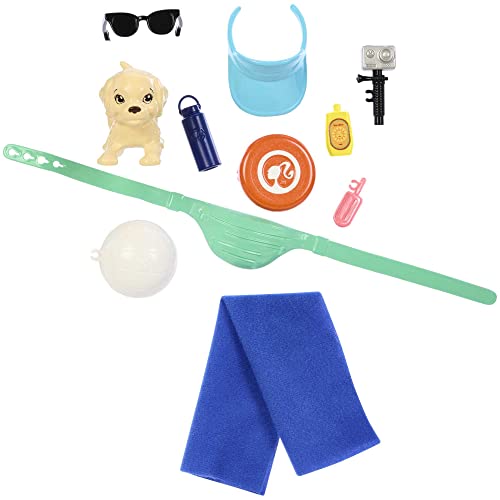 Poseable Blonde Ken Beach Doll with Surfboard and Pet Puppy O3061