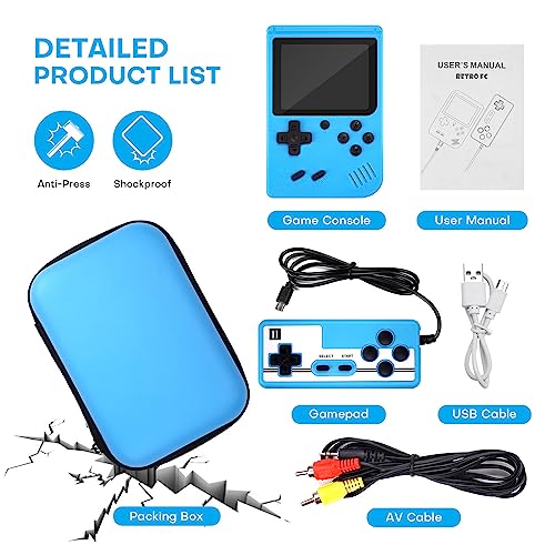 Handheld Retro Video Game Console with 3.0 Inch Screen (Blue-800 Games) N46226
