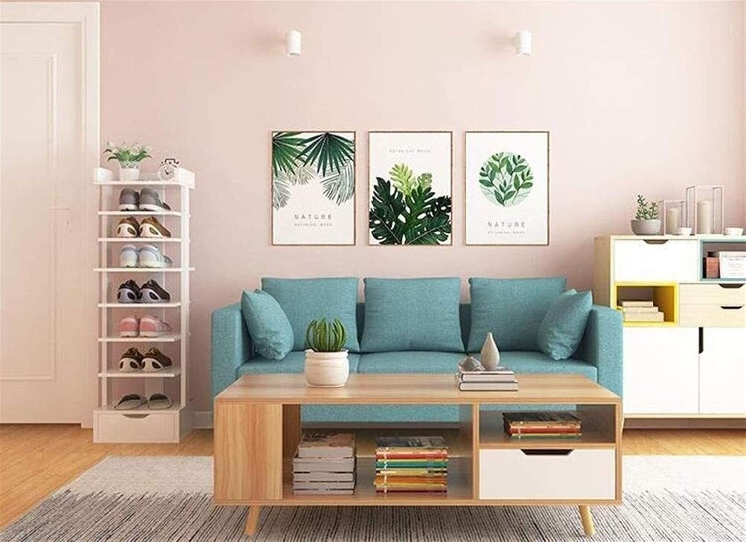 Tall Narrow Shoe Cabinet with Adjustable Shelf and Drawer J12741