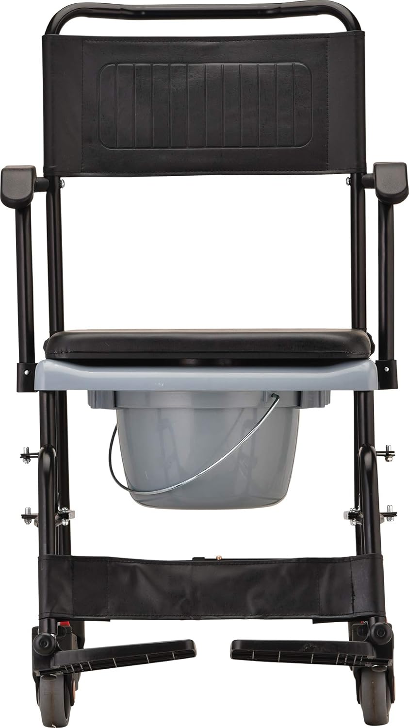 Hammertone Transport Chair Commode with Locking Wheels and Removable Padded Seat A220