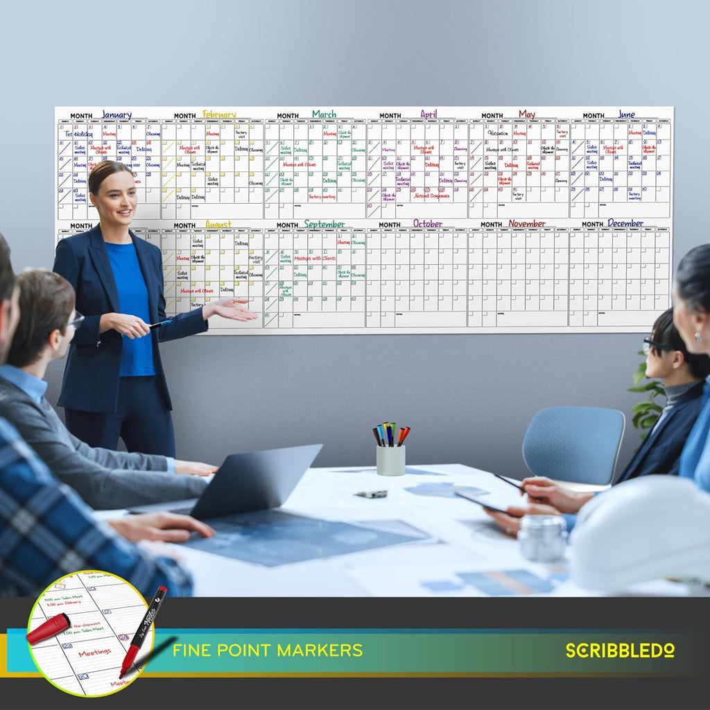 100"x36" White Board Calendar Dry Erase Wall Calendar X207331