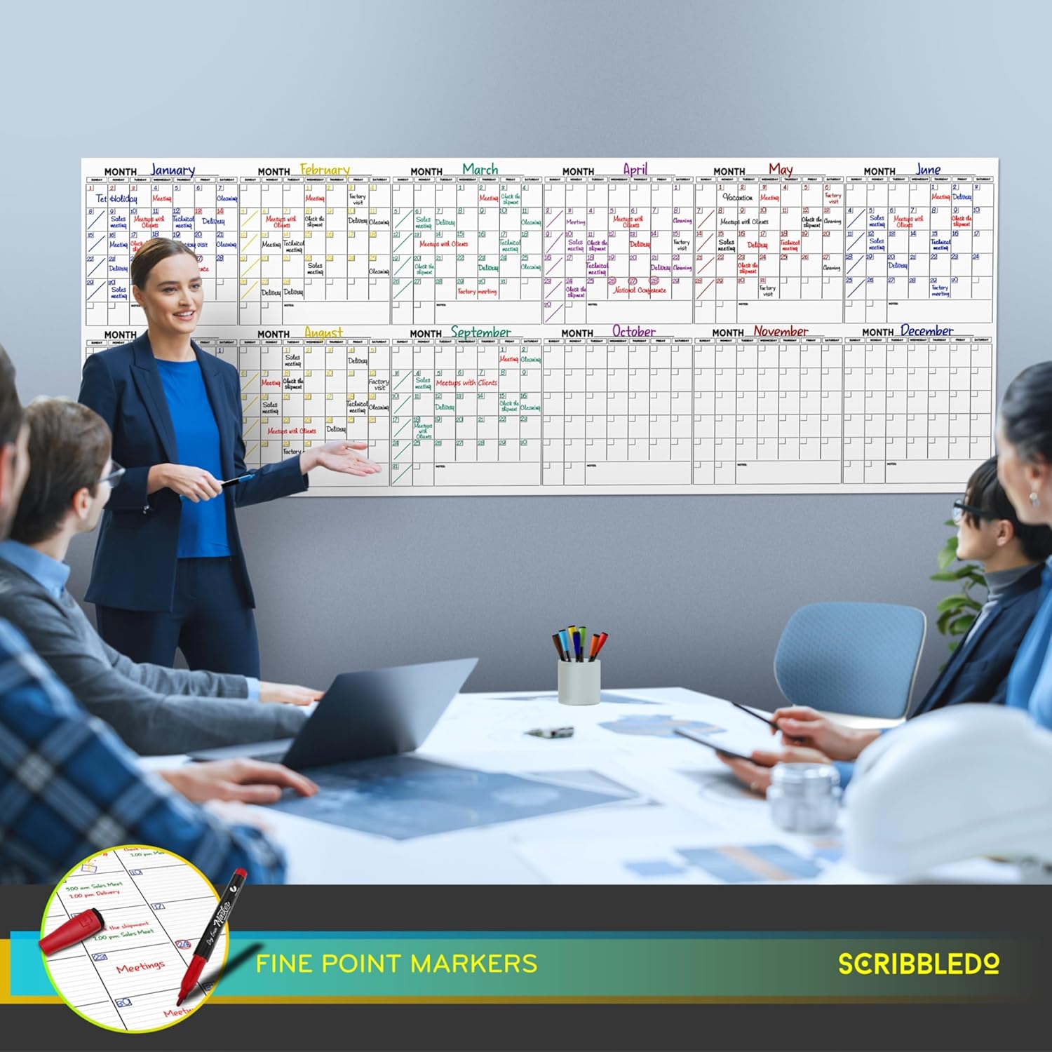 100"x36" White Board Calendar Dry Erase Wall Calendar X207331