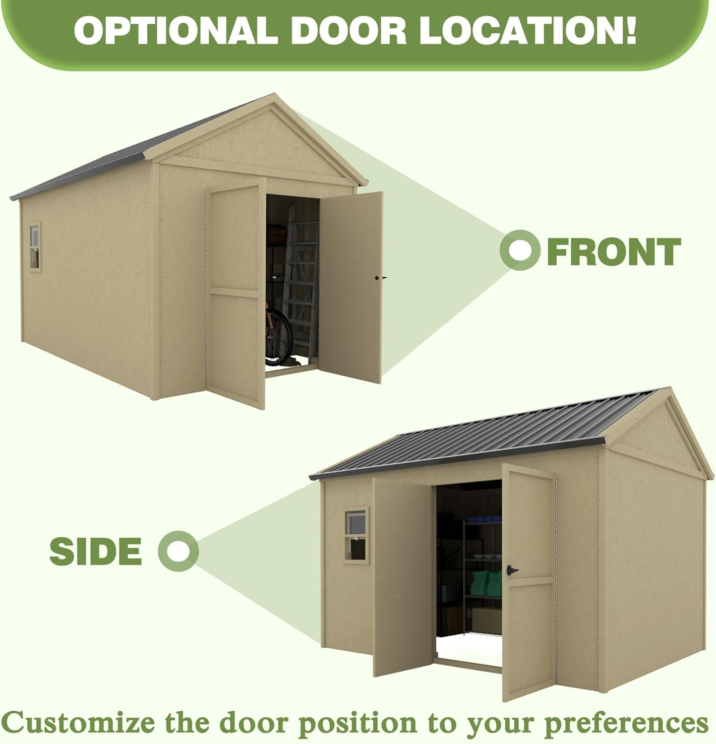 12 ft x 9 ft Outdoor Wood Shed with Metal Roof Z9788
