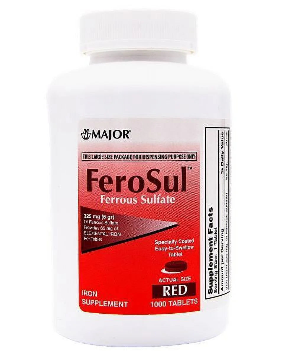 Ferrous Sulfate Iron Supplement 325 mg - 1000 Tablets P115918
