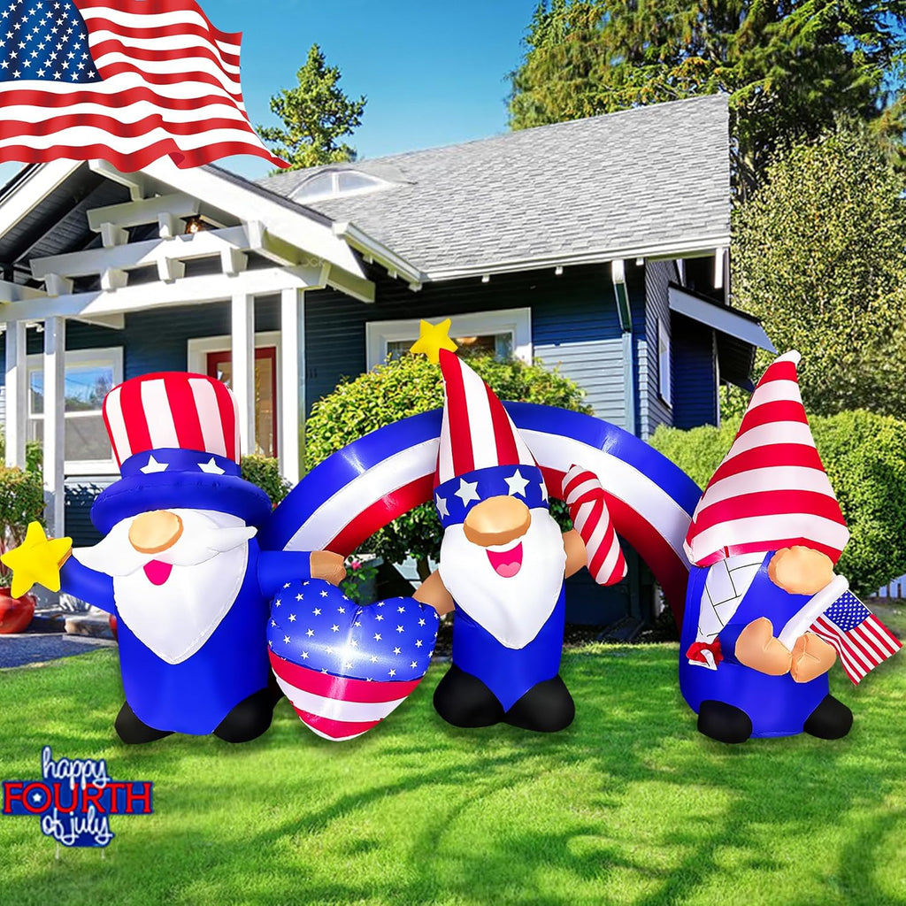 7 FT Inflatable 3 Gnomes with Archway Decorations Z646