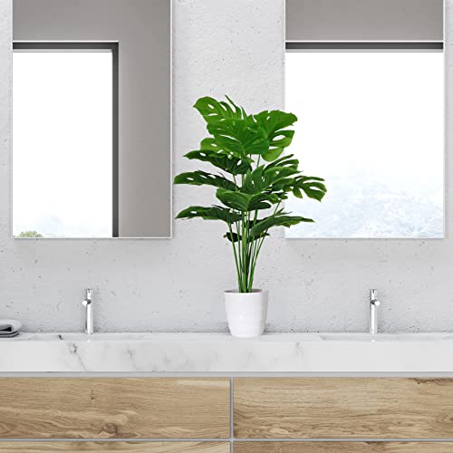 Set of 2 Artificial Areca Palm Plants, 32 Inch Fake Tropical Palm Trees with Greenery Leaves and Stems V191967