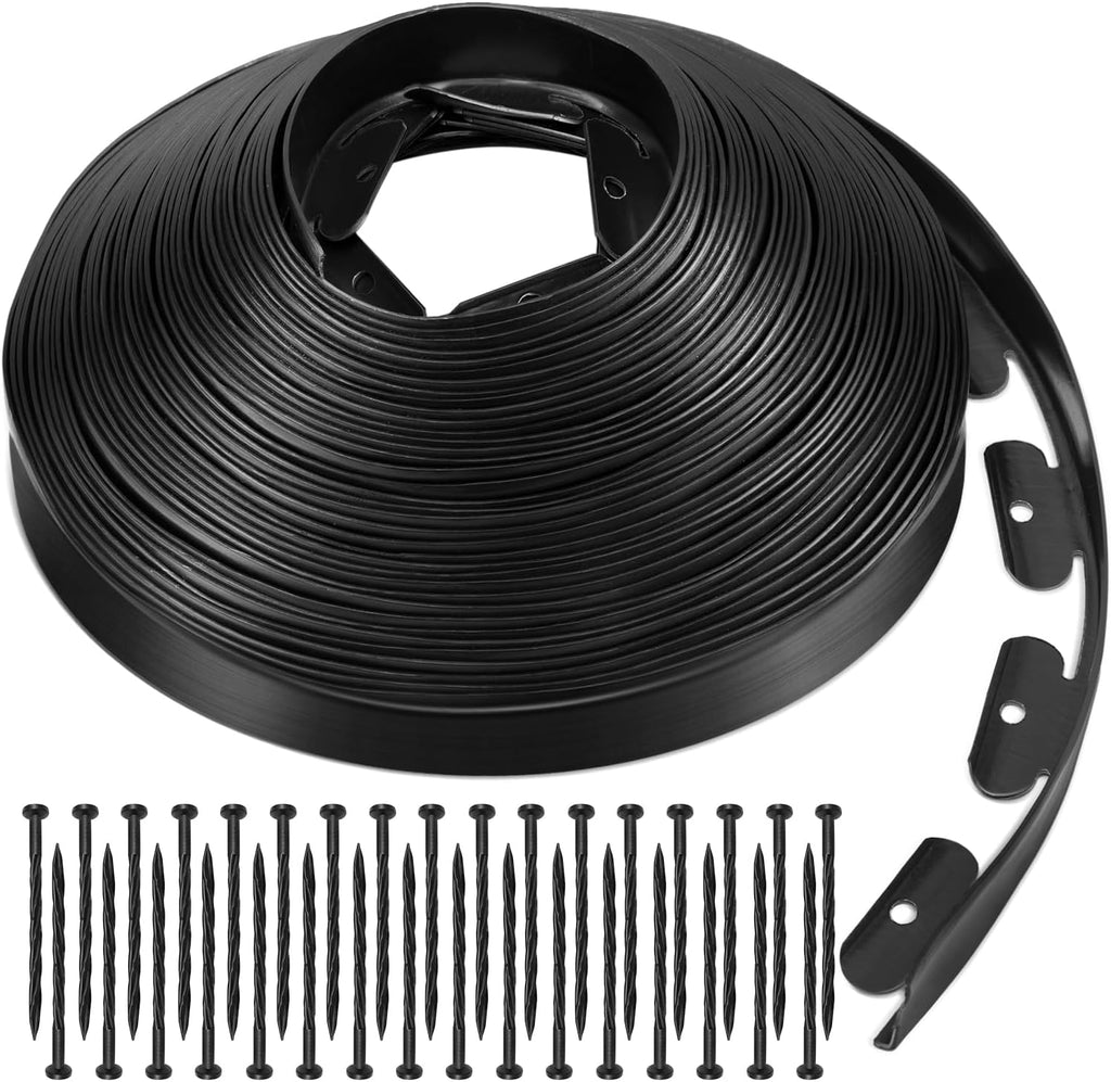 Black 100FT Landscape Edging Kit with 32 Anchoring Stakes O9102