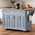 Green Large Kitchen Island with 2 Drop Leaf, 3 Drawers, 55.7" B9614