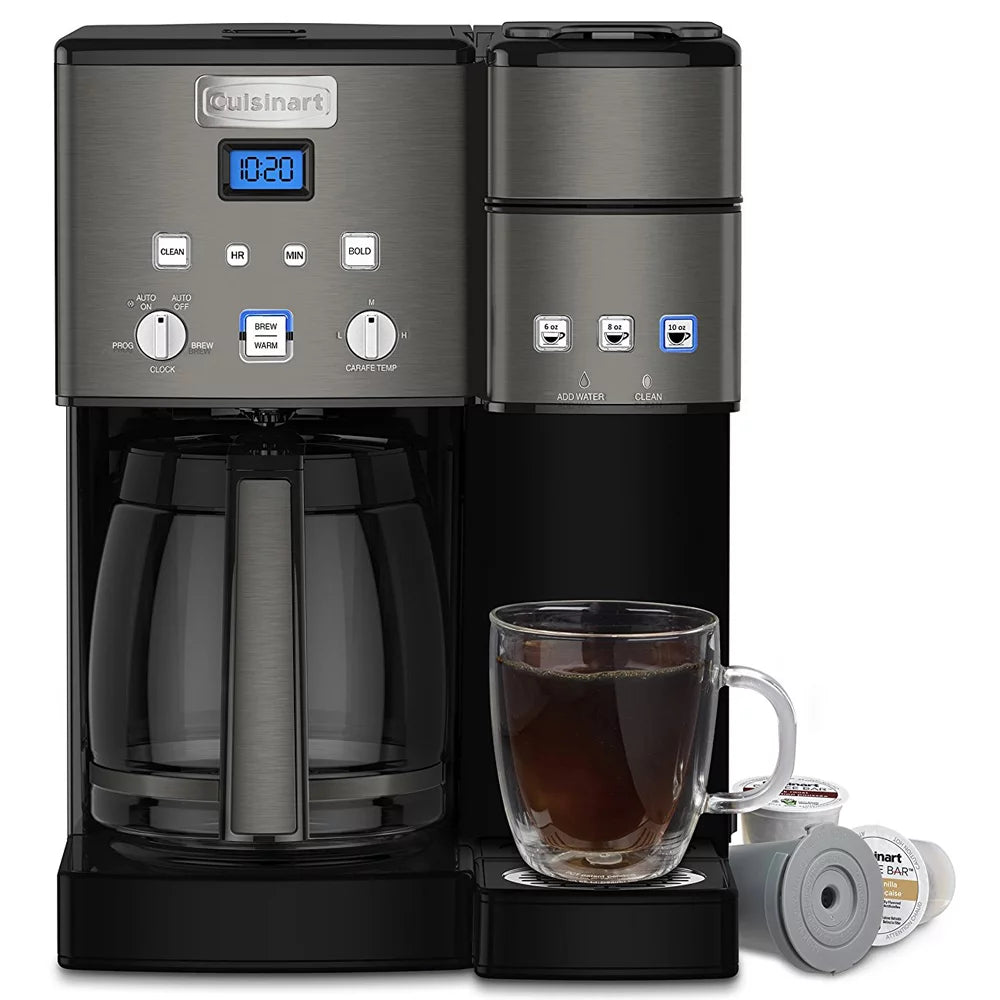 12-Cup Coffee Maker and Single-Serve Brewer, Black Stainless N42582