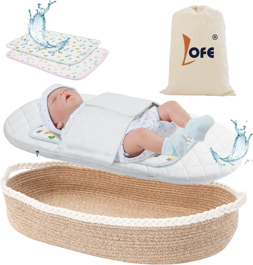 Baby Changing Basket with Waterproof 2 Diaper Pads and Removable Cover O982022
