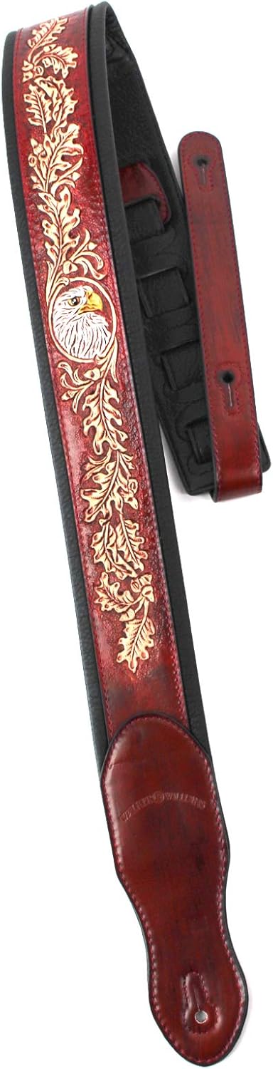 Mahogany Brown Full Grain Leather Guitar Strap T783116