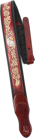 Mahogany Brown Full Grain Leather Guitar Strap T783116