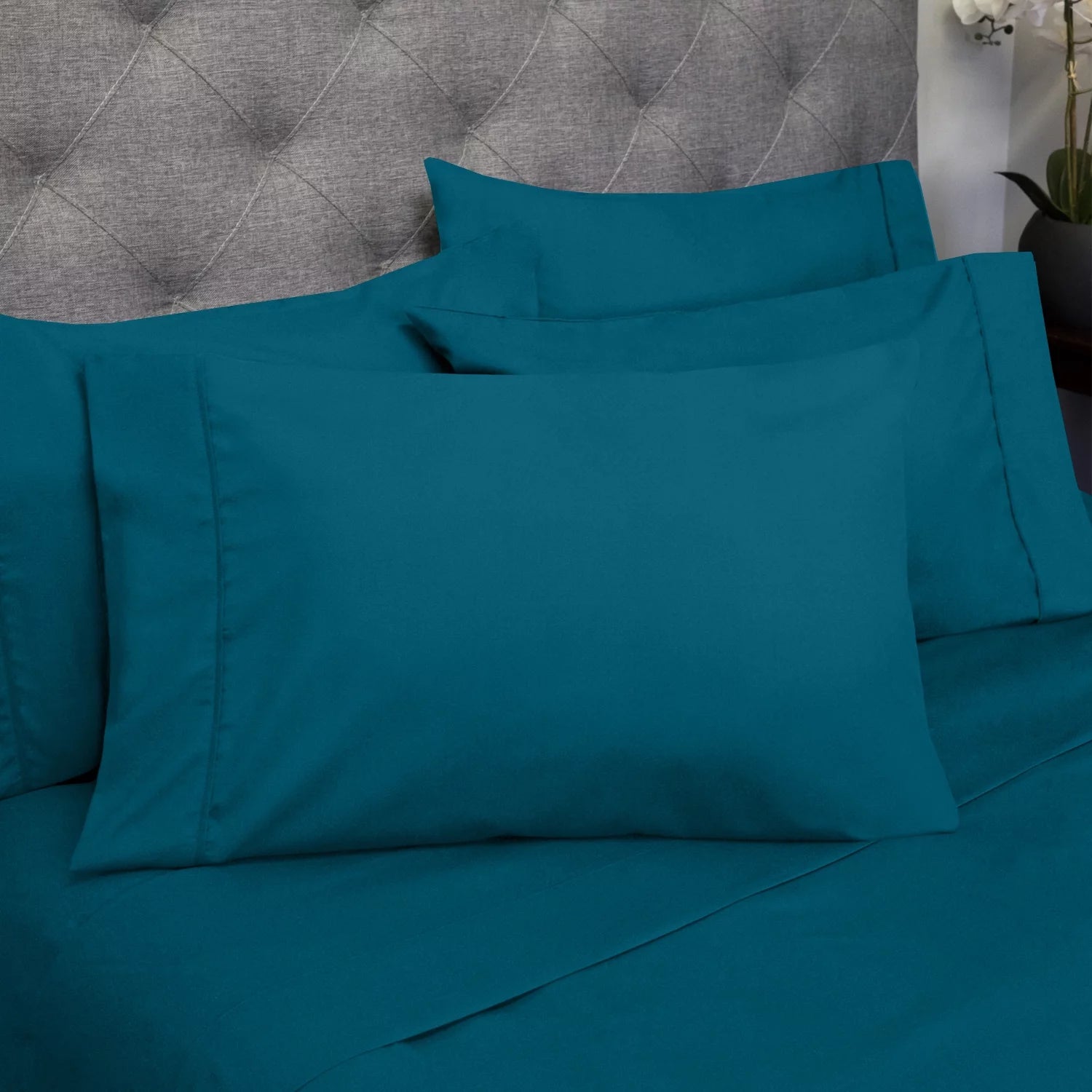 6-Piece Double Brushed Microfiber Sheet Set - Queen, Teal J420