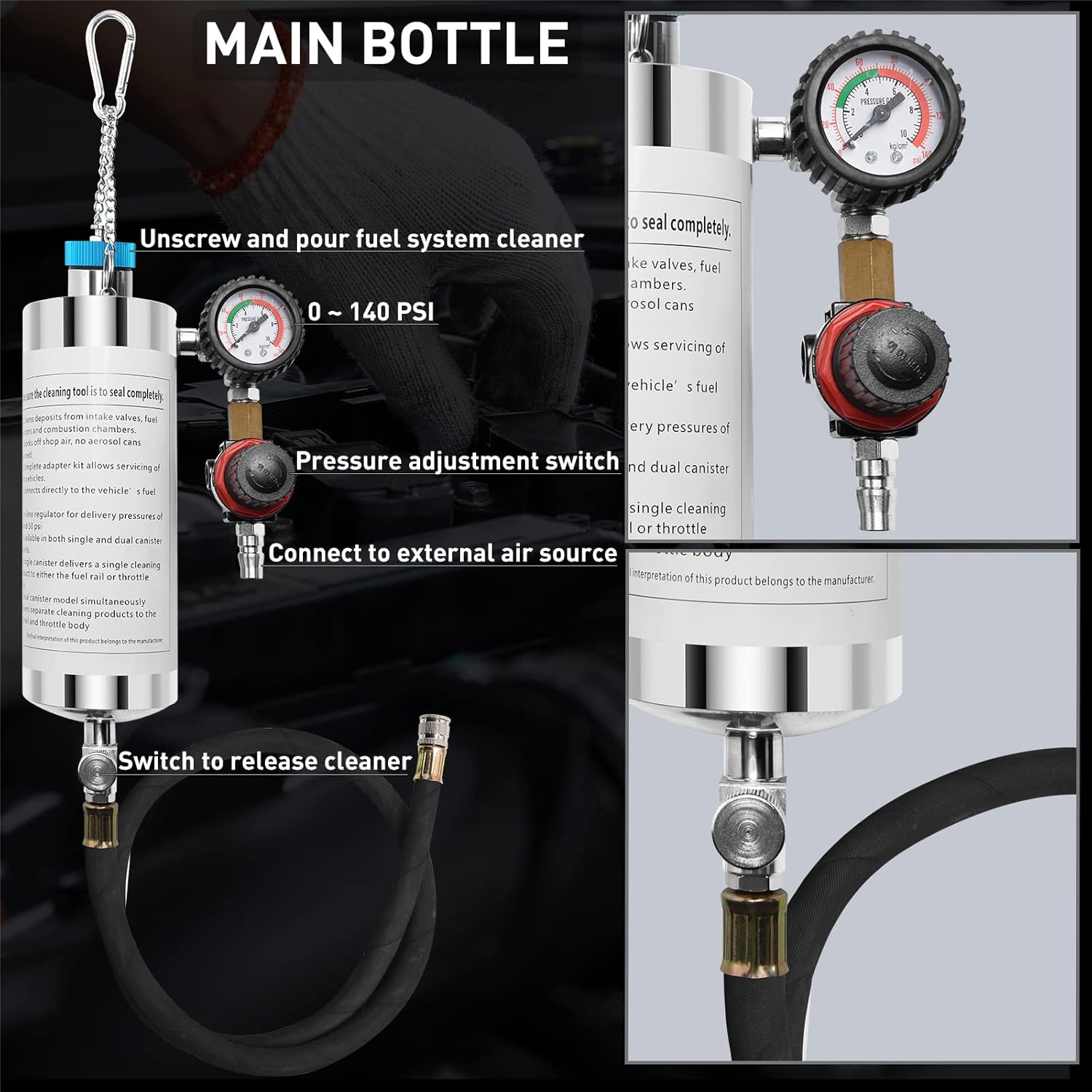 Fuel Injection Cleaner Tool (600ML, 140PSI) L47189