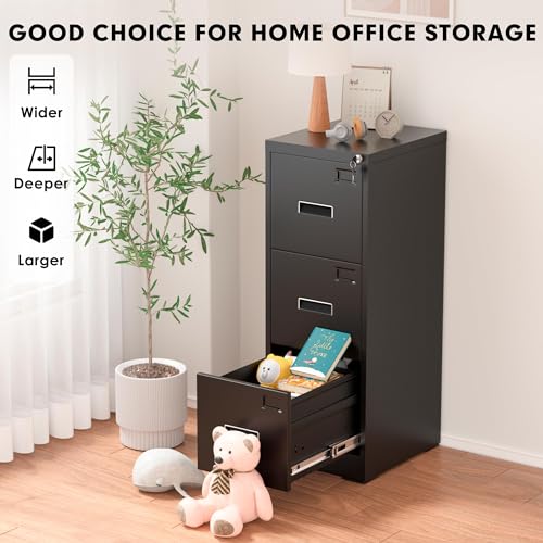 Black 2 Drawer Locking Metal File Cabinet V5690