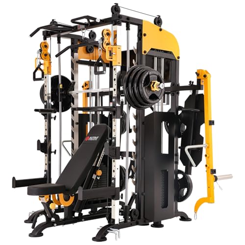 Smith Machine with Lever Arms Pulley Ratio 2:1 Squat Rack Pull Up Bar C56123
